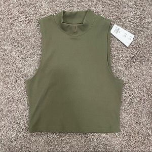 Abercrombie & Fitch olive green mock neck tank top S NWT